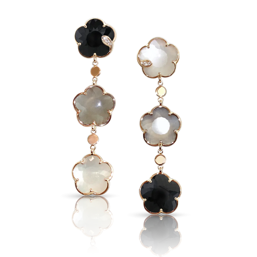 Pasquale Bruni Bouquet Lunaire Earrings in 18k Rose Gold with Moon gems and Diamonds.