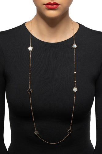 Pasquale Bruni Bouquet Lunaire Sautoir in 18k Rose Gold with Moon gems and Diamonds.