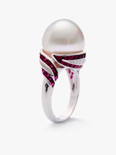 Load image into Gallery viewer, Autore Pearls 18k WG South Sea Pearl Ruby and Diamond Ring