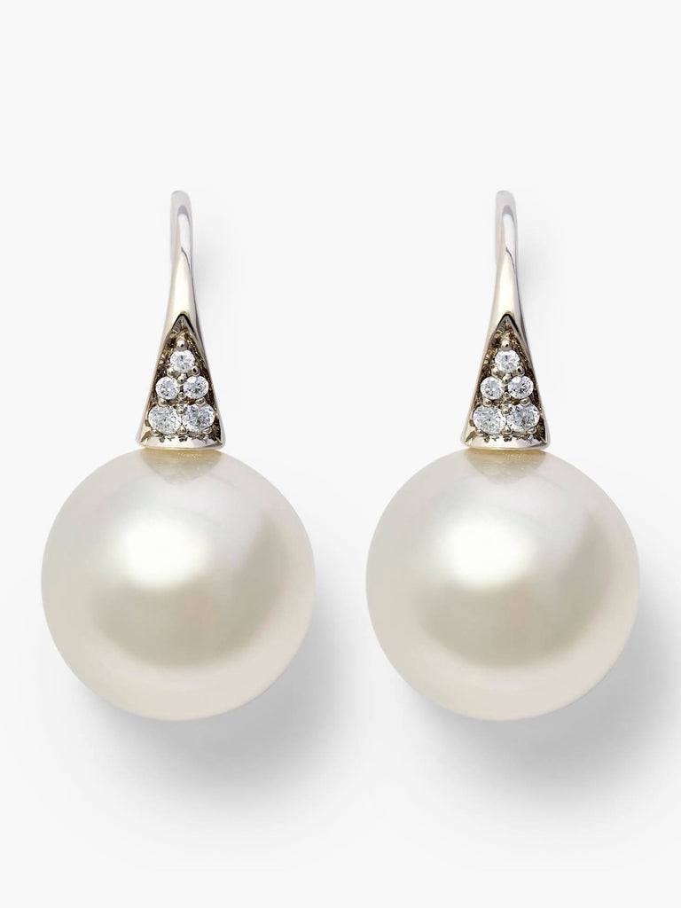 Autore Pearls 18k WG South Sea Pearls and Diamond Shepherd Hooks