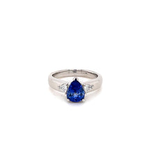 Load image into Gallery viewer, Pear Shaped Sapphire and Diamond Ring