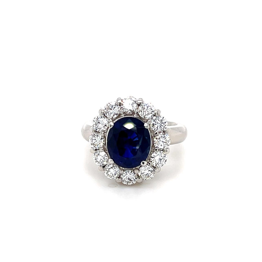 Royal Blue Sri Lanka Sapphire and Diamond Ring -GRS certified