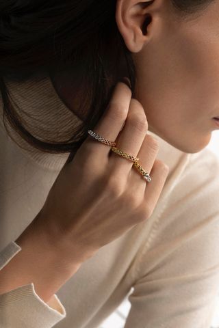 Fope Essentials Collection Flex'it Ring in Bicolour 18k white & yellow gold