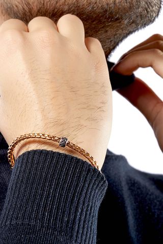 Fope Eka Tiny Rose Gold Bracelet with Black Diamonds