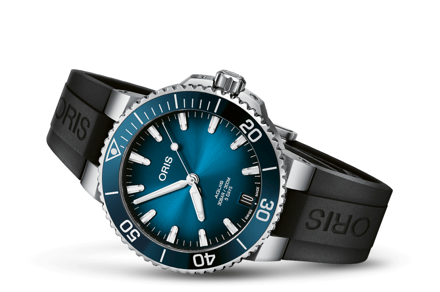 Oris Aquis Date Calibre 400 Blue 41.5mm black rubber strap