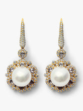 Load image into Gallery viewer, Autore Pearls 18k YG South Sea White Pearls and Diamond Earrings