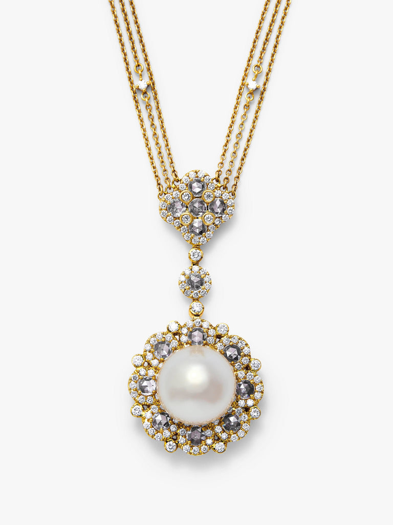 Autore Pearls 18k YG South Sea White Pearl and Diamond Necklace