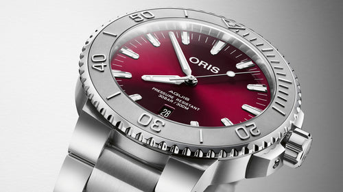 Oris Aquis Date Relief Cherry 43.5mm on Bracelet