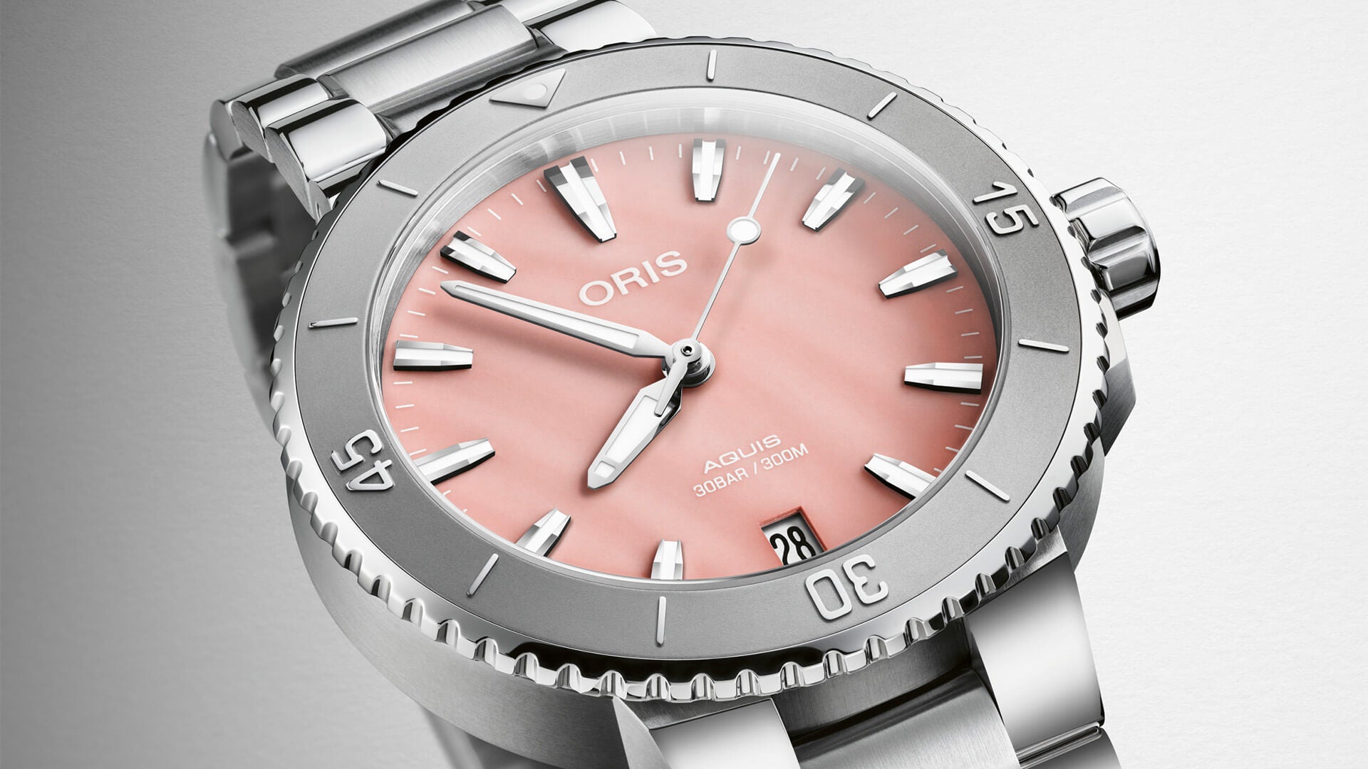 Oris Aquis Date 36.5mm Pink Mother of Pearl Wamada Jewellery