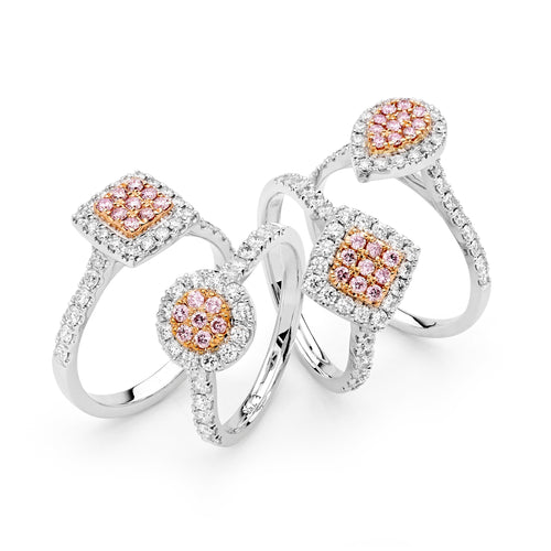 Desert Rose Ring with pink diamonds from the Argyle mine and White Diamonds EDJR003
