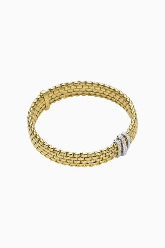Fope Panorama Yellow Gold Bracelet with Diamond Pave in large size