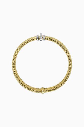 Fope Panorama Yellow Gold Bracelet with Diamond Pave in large size