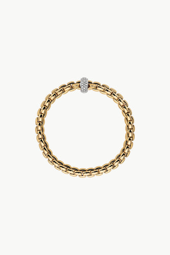 Fope Eka Yellow Gold Bracelet with White Gold and Diamond Pave
