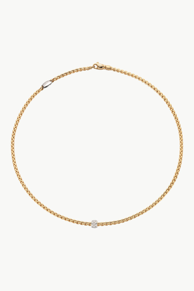 Fope Eka Yellow Gold Necklace with White Gold and Diamond Pave