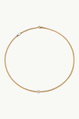 Fope Eka Yellow Gold Necklace with White Gold and Diamond Pave