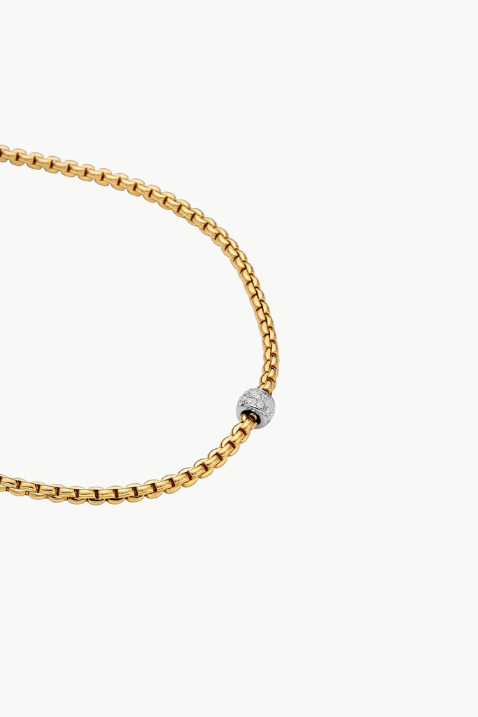 Fope Eka Yellow Gold Necklace with White Gold and Diamond Pave