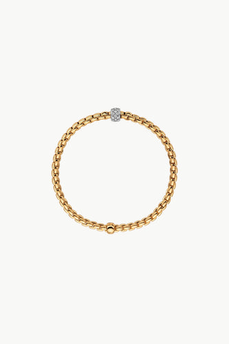 Fope Eka Yellow Gold Bracelet with White Gold and Diamond Pave large SIZE