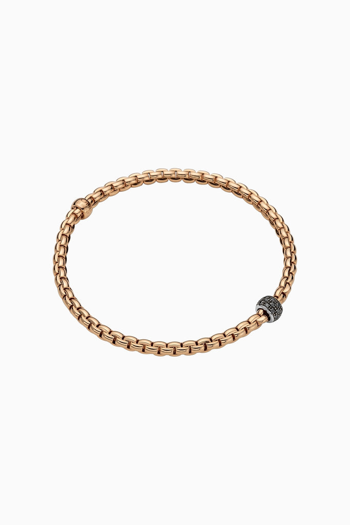 Fope Eka Tiny Rose Gold Bracelet with Black Diamonds Large