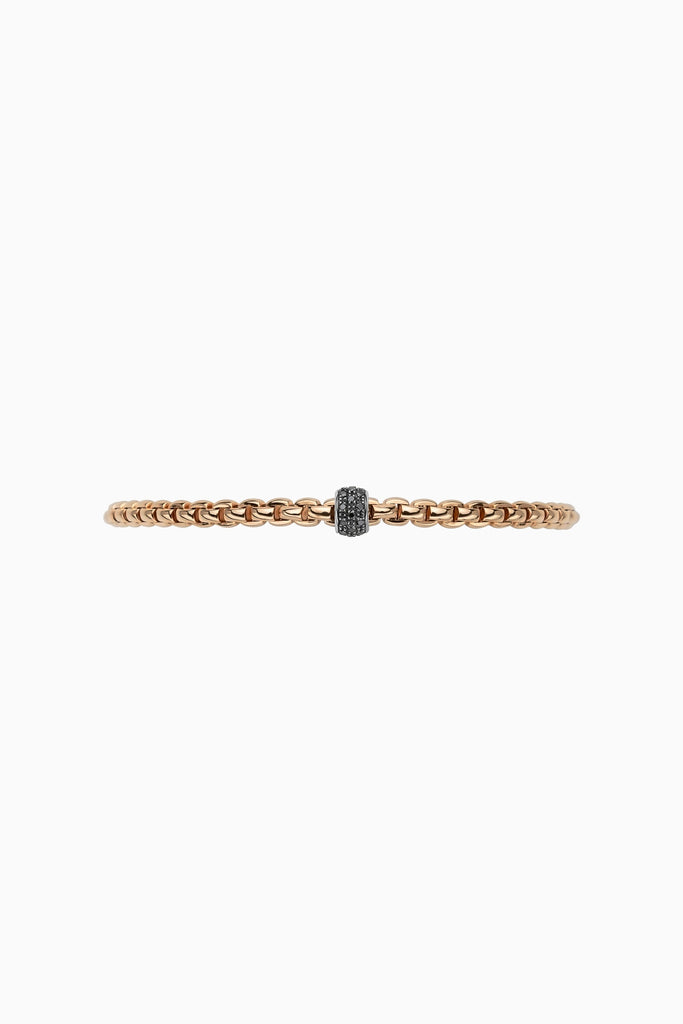 Fope Eka Tiny Rose Gold Bracelet with Black Diamonds