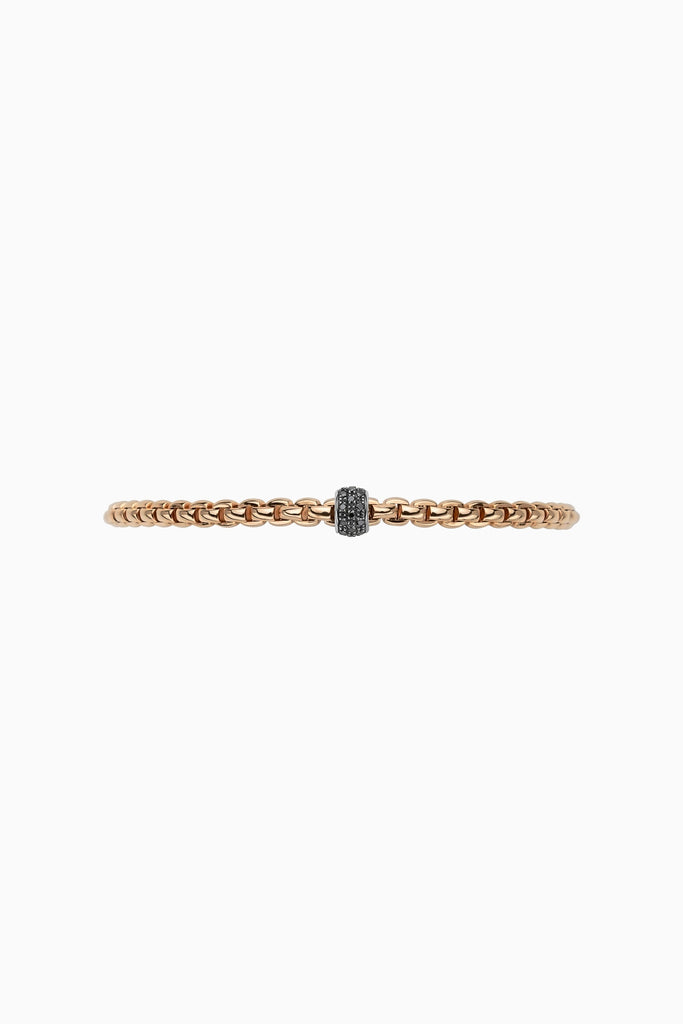 Fope Eka Tiny Rose Gold Bracelet with Black Diamonds Large