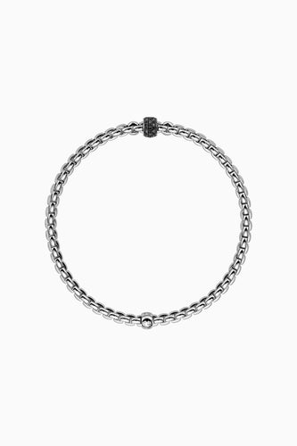 Fope Eka Tiny White Gold Bracelet with Black Diamonds