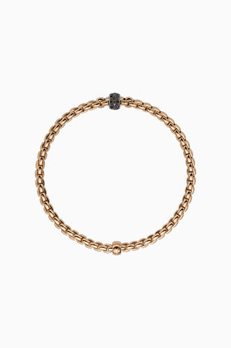 Fope Eka Tiny Rose Gold Bracelet with Black Diamonds Large