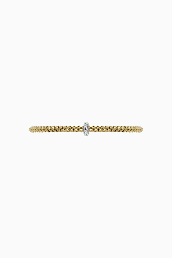 Fope Prima Yellow Gold Bracelet with White  Gold Diamond rondels