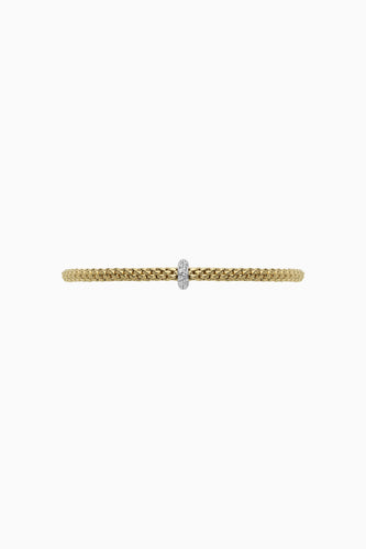 Fope Prima Yellow Gold Bracelet with White Gold Pave Diamond rondels small size