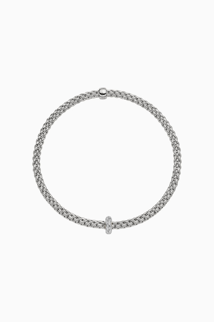 Fope Prima White Gold Bracelet with white gold diamond rondels