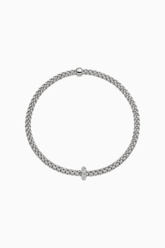 Fope Prima White Gold Bracelet with white gold pave diamond rondels in small size