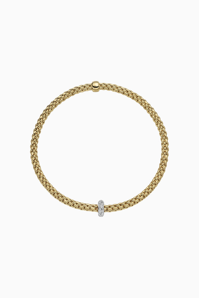 Fope Prima Yellow Gold Bracelet with White  Gold Diamond rondels