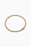 Fope Prima Rose Gold Bracelet with White Gold Diamond rondels in medium size