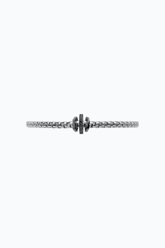 Fope Eka Tiny White Gold Bracelet with Black Diamonds