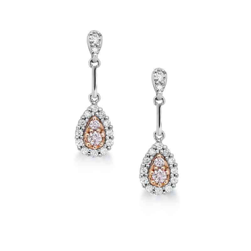 Blush Dusk Earrings with pink diamonds from the Argyle mine and White Diamonds