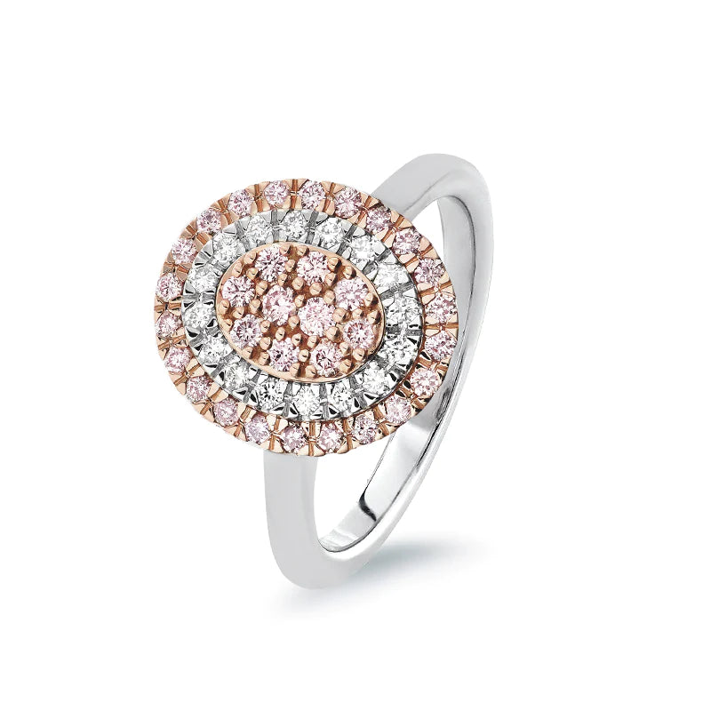 Blush Nellie Ring with Argyle Pink and White Diamonds