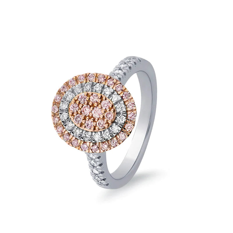 Blush Sunrise Ring with pink diamonds from the Argyle mine and White Diamonds