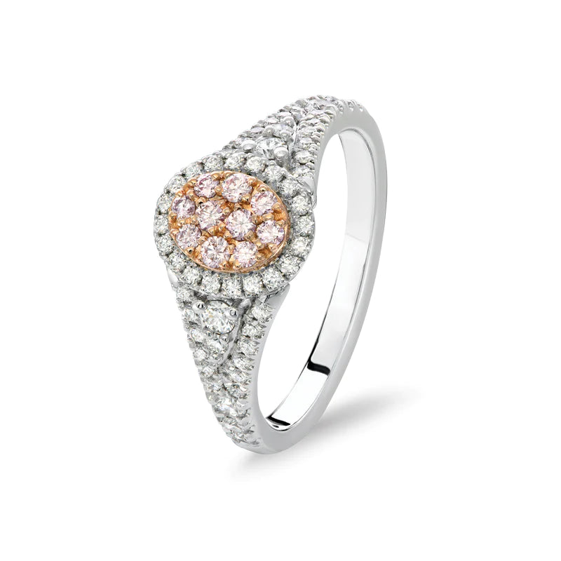 Blush Arianna Ring with pink diamonds from the Argyle mine and White Diamonds