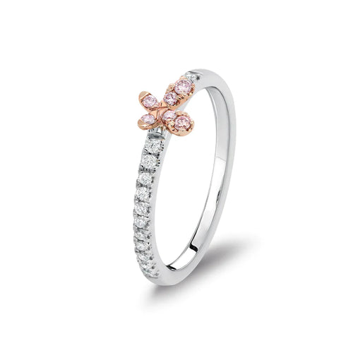 Blush Tillie Ring with pink diamonds from the Argyle mine and White Diamonds