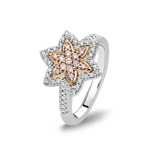 Blush Ariel Ring with pink diamonds from the Argyle mine and White Diamonds