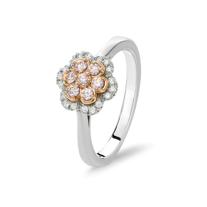 Blush Paisley Ring with pink diamonds from the Argyle mine and White Diamonds