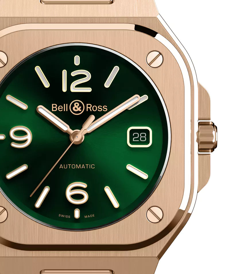 BR 05 GREEN GOLD LEATHER STRAP