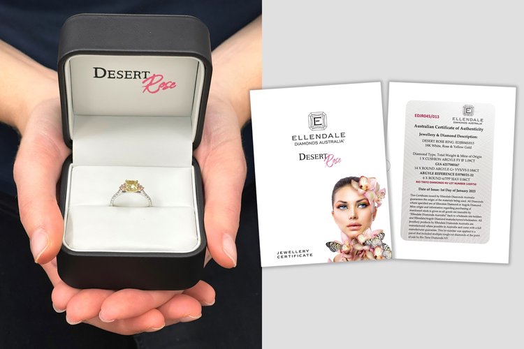 Desert Rose Ring with Argyle Pink and White Diamonds EDJW011