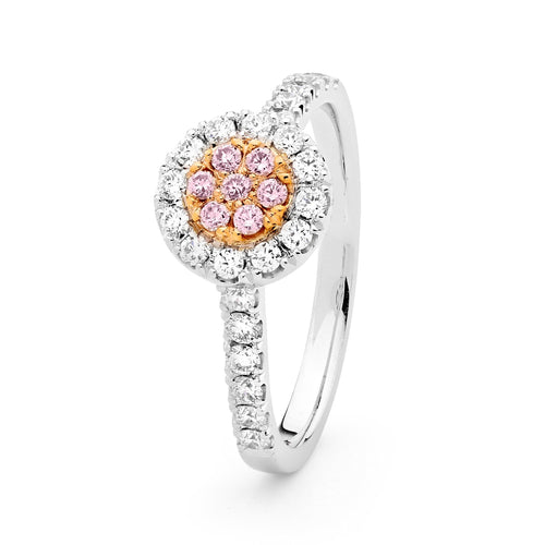 Desert Rose Ring with pink diamonds from the Argyle mine and White Diamonds EDJR003