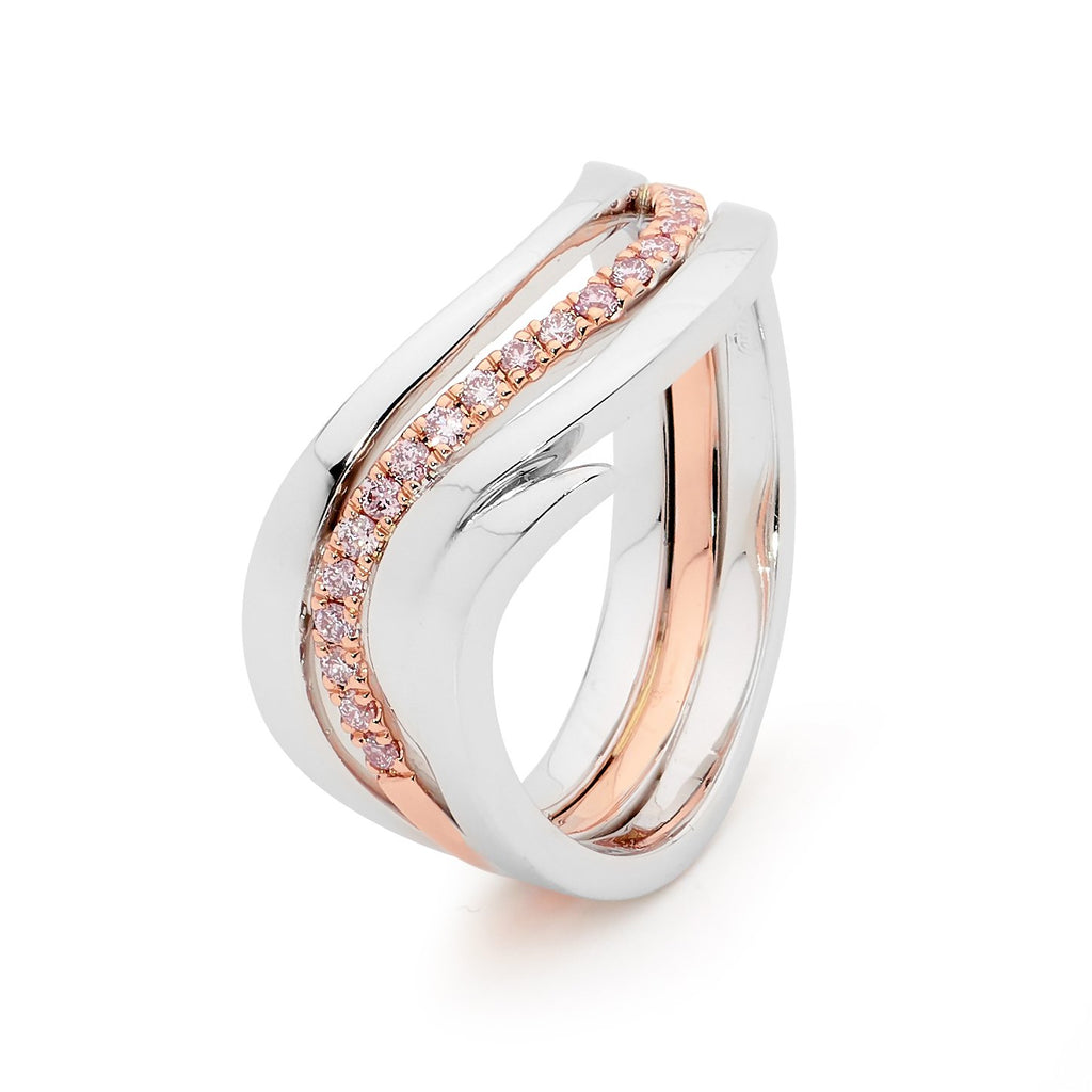 Desert Rose Ring with pink diamonds from the Argyle mine and White Diamonds EDJR017