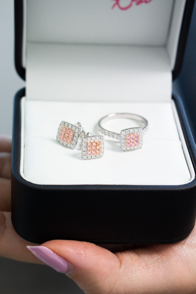 Desert Rose Ring with Argyle Pink and White Diamonds EDJR046