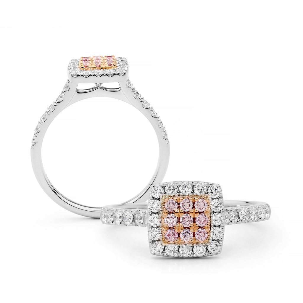 Desert Rose Ring with Argyle Pink and White Diamonds EDJR046