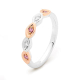 Desert Rose Ring with pink diamonds from the Argyle mine and White Diamonds EDJW004 (7PR)