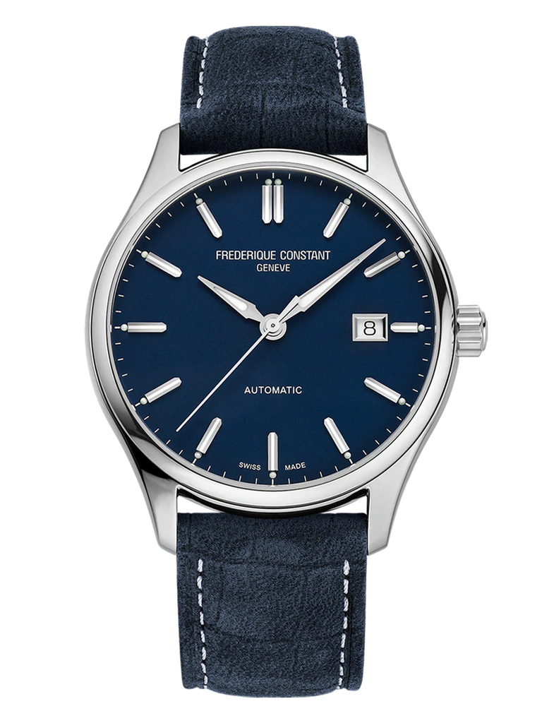 FREDERIQUE CONSTANT CLASSICS INDEX AUTOMATIC BLUE DIAL ON LEATHER STRAP