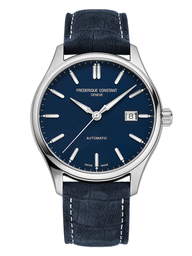 FREDERIQUE CONSTANT CLASSICS INDEX AUTOMATIC BLUE DIAL ON LEATHER STRAP