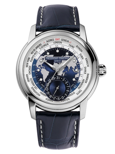 FREDERIQUE CONSTANT CLASSICS WORLDTIMER MANUFACTURE BLUE